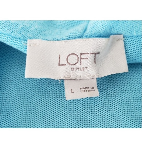 LOFT Women's Blue Wrap Front Long Sleeve Lightweight Sweater Top Size L - Picture 3 of 4